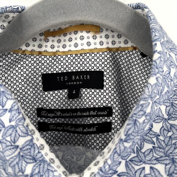 Ted Baker Leaf Print Short Sleeve Button Down - Picture 5 of 6